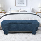 Linen Fabric Upholstered Bench with Large Storage Space for the Living Room, Entryway and Bedroom,dark blue( 51.5''x20.5''x17'' ) - Grand Goldman Shop