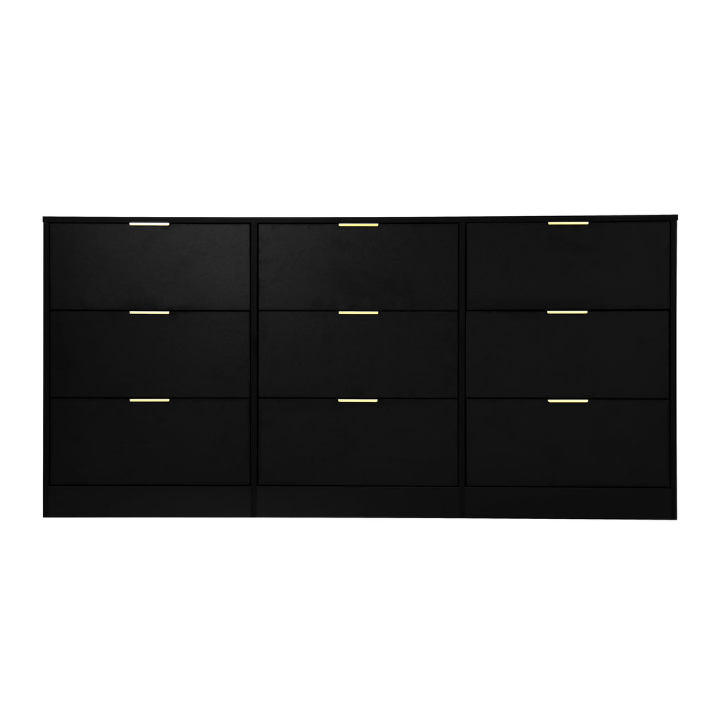 Black 9 Drawer Dresser, 63' Large Deep Chest of Drawers, Wooden Dresser Storage Cabinet with 9 Drawers for Bedroom, Long Dressers for Living Room, Hallway - Grand Goldman Shop