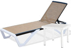 Pool Lounge Chair Aluminum Adjustable Outdoor Chaise Lounge,All Weather Plastic Poolside Lounge Chair with Table for Deck Lawn Backyard, Brown Textilene