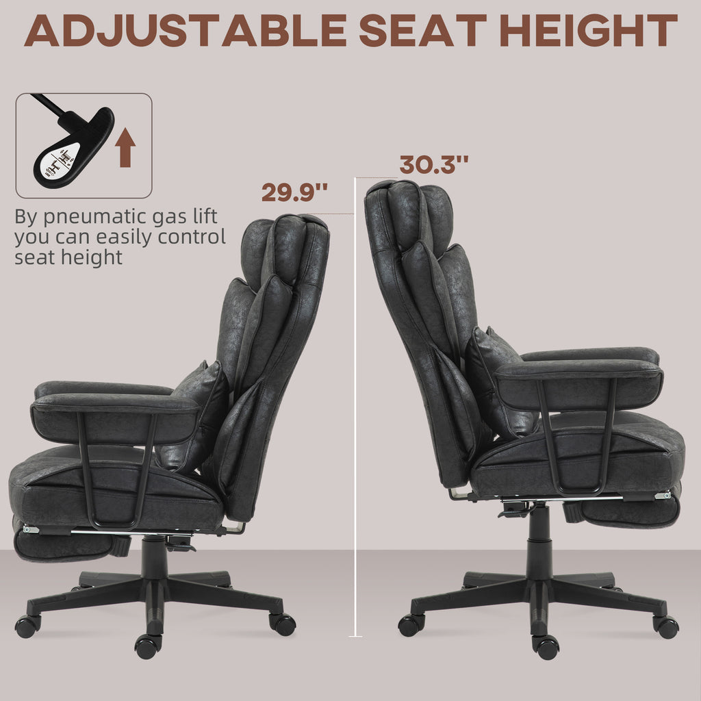HOMCOM Massage Executive Office Chair with 6 Vibration Points, 400LBS Heated Big and Tall Office Chair with Foot Rest and Lum