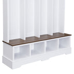Farmhouse Hall Tree with 8 Hooks, Practical Entryway Bench with Open Compartments, 76.7'H Modern 3-in-1 Wooden Style Coat and Shoe Rack for Mudroom, Living Room, White (OLD SKU: N721P292601K) - Grand Goldman Shop