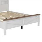 3-Pieces Bedroom Sets Full Size Farmhouse Platform Bed with Double Sliding Door Storage Headboard and Charging Station, Storage Nightstand and Dresser, White+Brown(Old SKU HL000091AAK) - Grand Goldman Shop