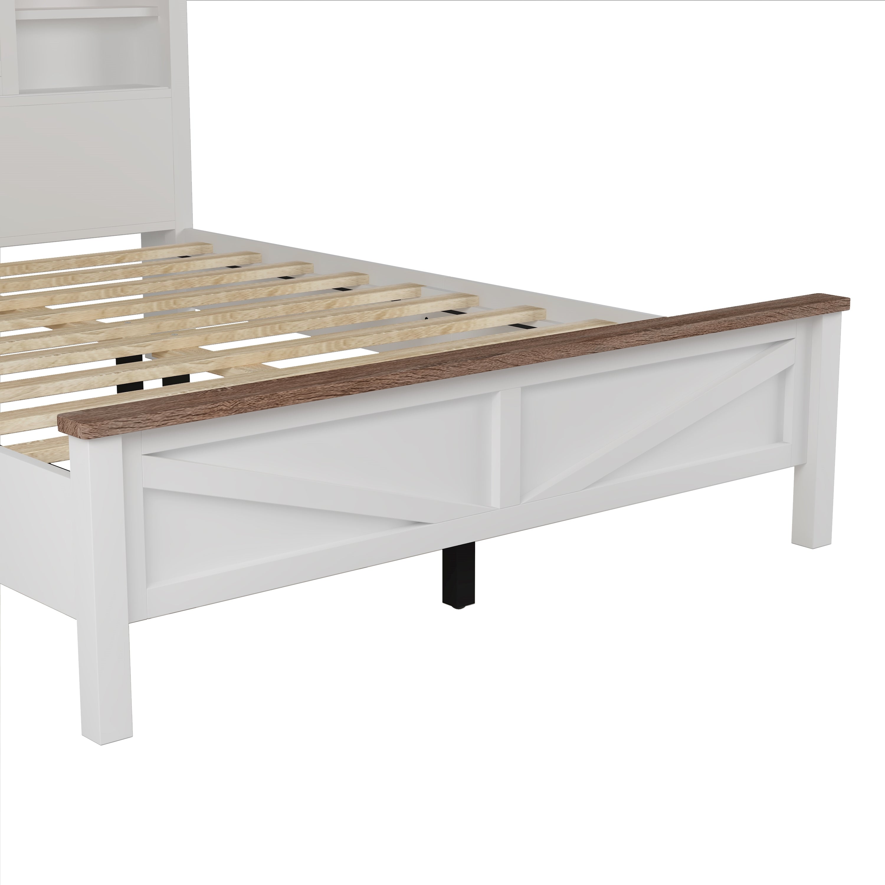 3-Pieces Bedroom Sets Full Size Farmhouse Platform Bed with Double Sliding Door Storage Headboard and Charging Station, Storage Nightstand and Dresser, White+Brown(Old SKU HL000091AAK) - Grand Goldman Shop