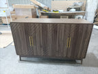 Modern Carved 4-Door Sideboard Buffet Cabinet with Storage, Adjustable Layer Board, Walnut Finish - Grand Goldman Shop