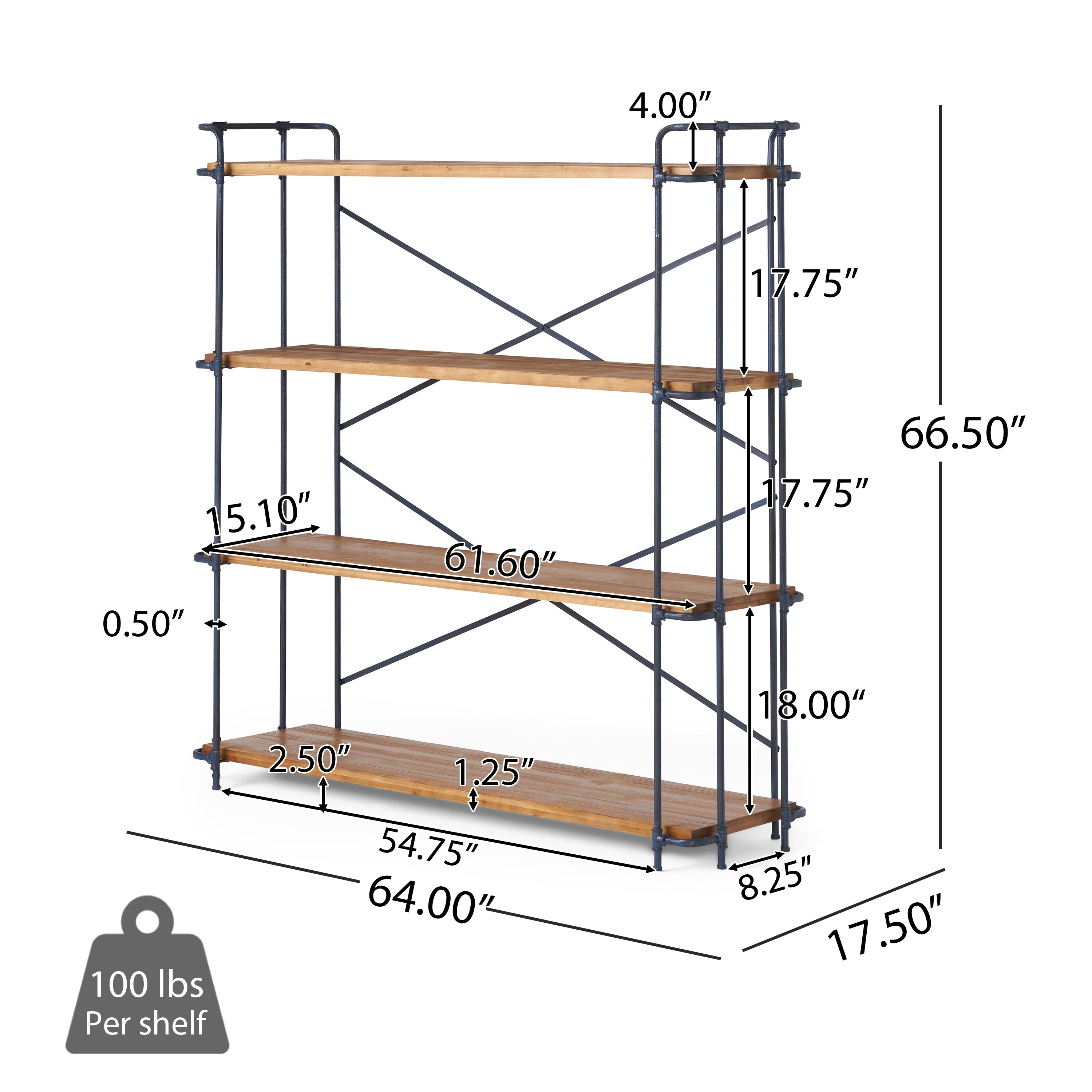 YORKTOWN 4-SHELF BOOKCASE - Grand Goldman Shop