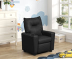 Perline 23'W Black PU Leather Kids Recliner Chair with Cupholder - Grand Goldman