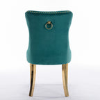 A&A Furniture,Nikki Collection Modern, High-end Tufted Solid Wood Contemporary Velvet Upholstered Dining Chair with Golden Stainless Steel Plating Legs,Nailhead Trim,Set of 2，Black and Gold, SW1601GN - Grand Goldman Shop