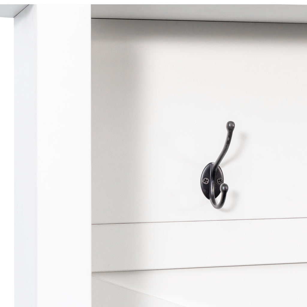 Farmhouse 4-in-1 Hall Tree with 6 Hooks, Walnut Entryway Bench with Shelves,  Wooden Style Rustic Shoe Organizer with 16 Open Compartments for Mudroom, Living Room, White (OLD SKU: N721P264915K) - Grand Goldman Shop