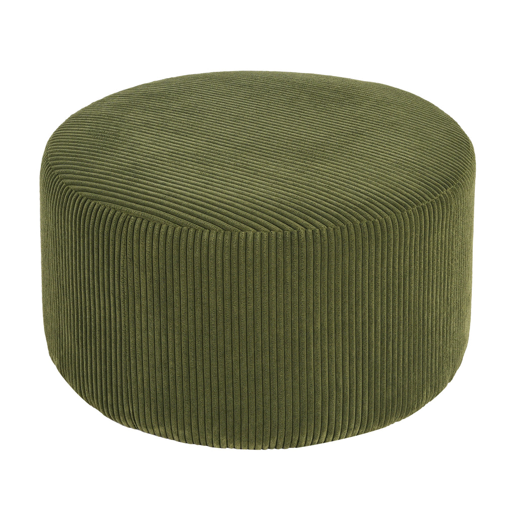 Upholstered Round Ottoman,Olive Green,Corduroy - Grand Goldman Shop