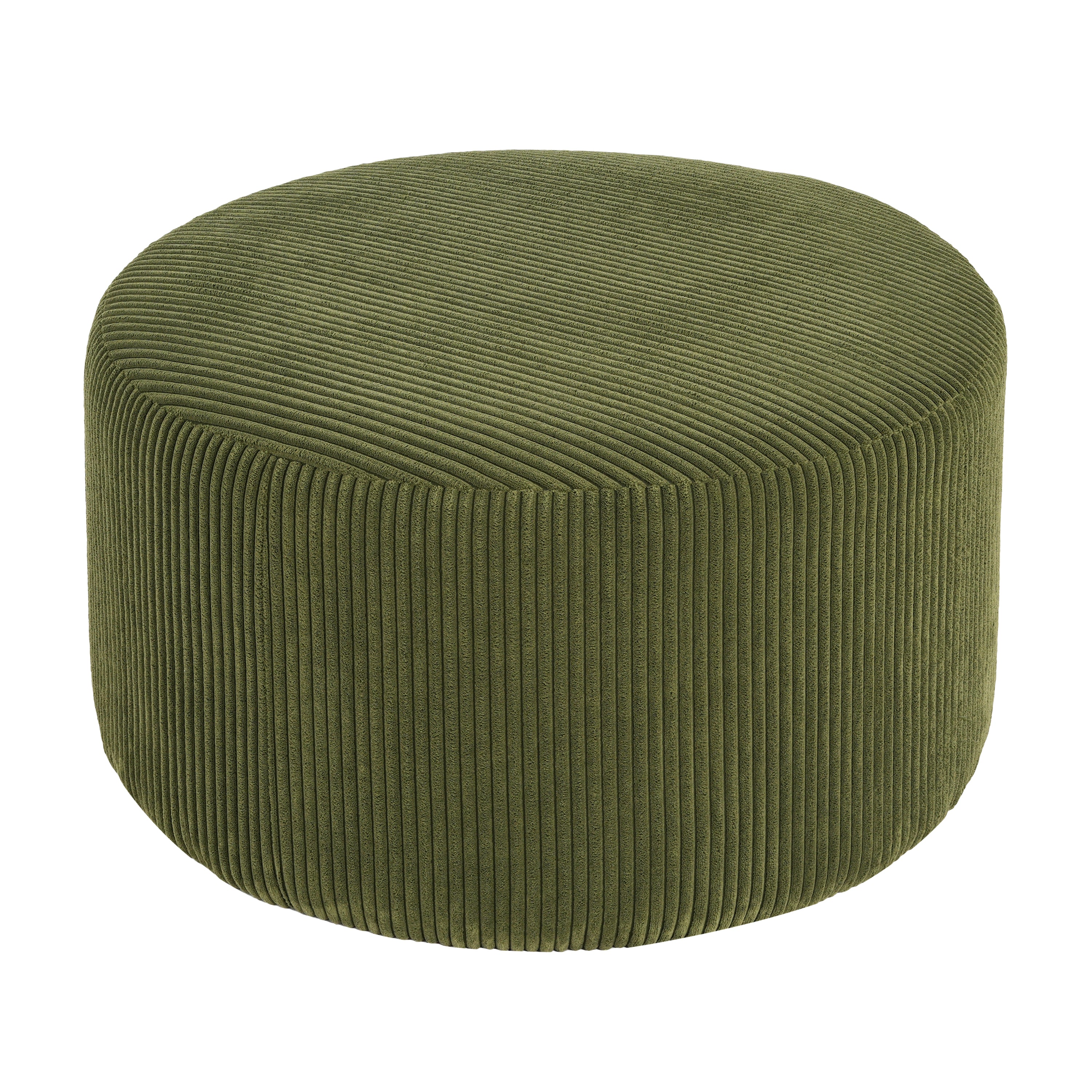 Upholstered Round Ottoman,Olive Green,Corduroy - Grand Goldman Shop