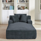 Oversized Chaise Lounge Chair Indoor, Corduroy Upholstered Modern Sofa Couch in Dark Grey, No Assembly Required, Comfy Sleeper Sofa for Living Room or Office - Grand Goldman Shop