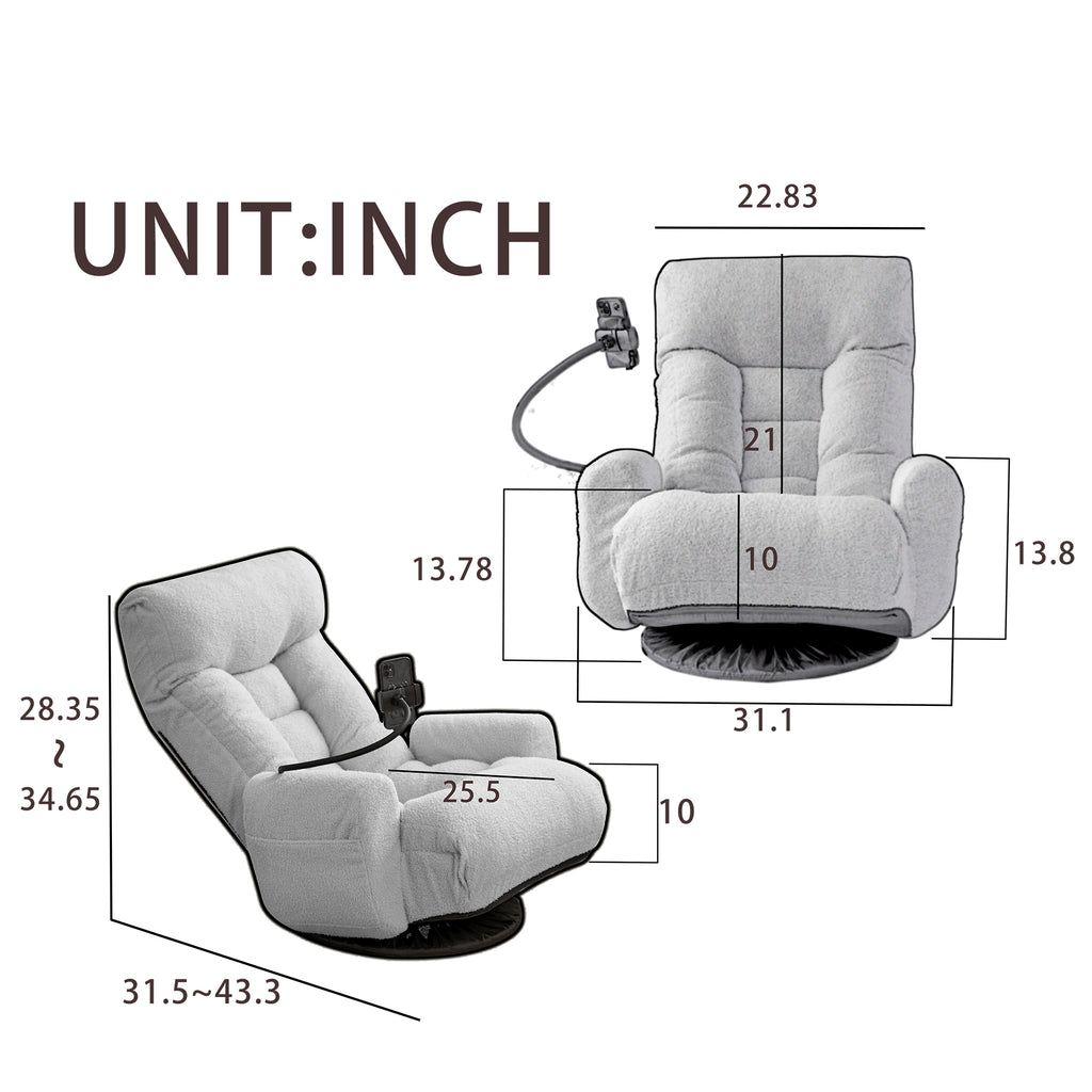 Adjustable Greay Swivel Lounge Chair with 360-Degree Rotating Seat and Headrest Support, Leisure Chair Deck Chair - Game Chair for Living Room - Grand Goldman Shop