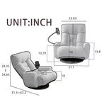 Adjustable Greay Swivel Lounge Chair with 360-Degree Rotating Seat and Headrest Support, Leisure Chair Deck Chair - Game Chair for Living Room - Grand Goldman Shop