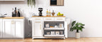 K&K 59.3' Kitchen Island with Storage 2 Pull Out Cabinet Organizers & Rubber Wood Drop Leaf, Rolling Kitchen Island with Trash Can Storage, Power Outlet, Spice & Towel Rack for Kitchen, Dining, White - Grand Goldman Shop