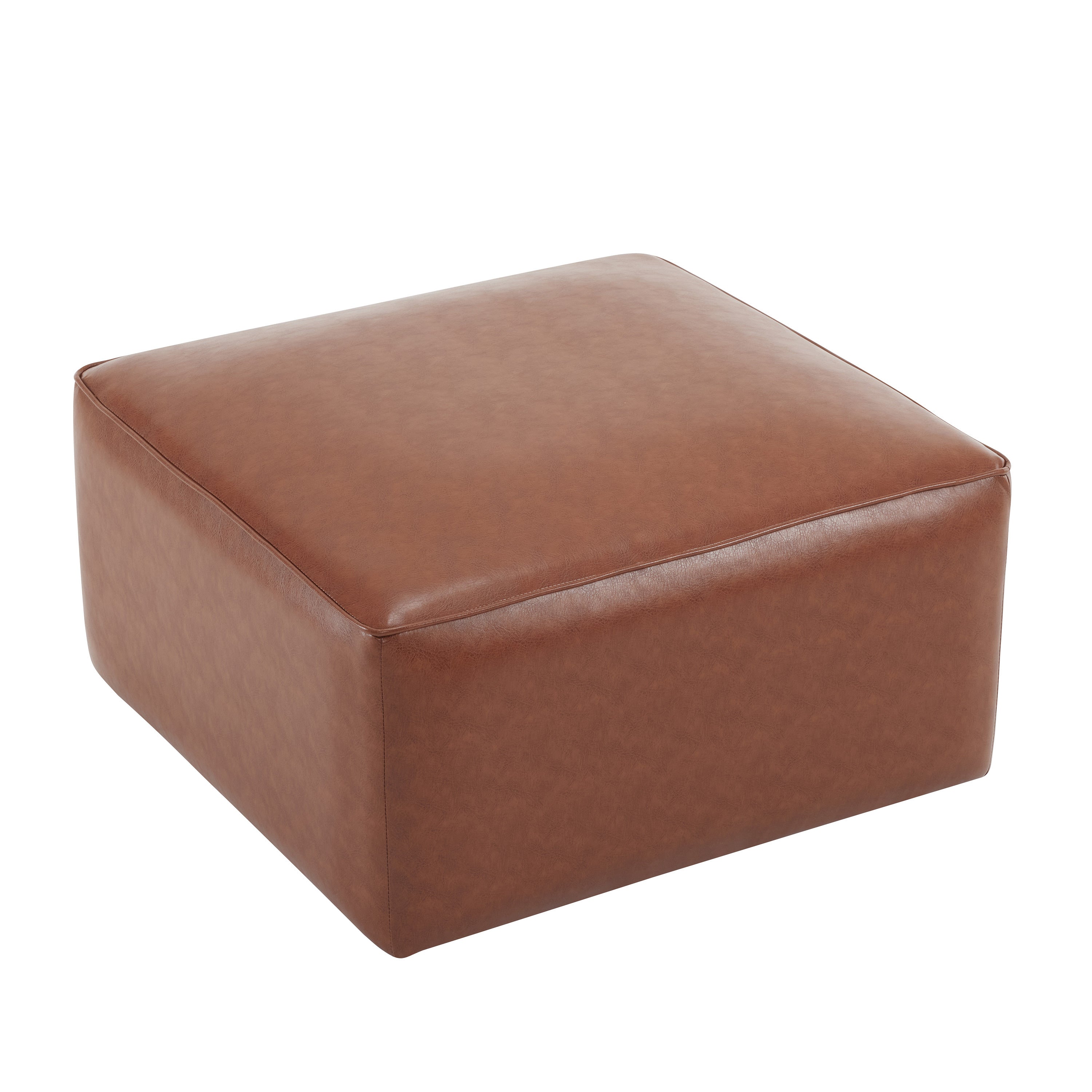Upholstered Square PU Leather Ottoman,Brown (old sku N757P180768O) - Grand Goldman Shop
