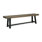 Cloud Outdoor Bench with Acacia Wood Frame and Slat Panel Design, Sandblast Grey and Black - Grand Goldman Shop