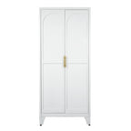71'' 2 Shapely Doors Cabinet, Metal Storage Cabinet with Doors and Adjustable Shelves, for Bedroom, Living Room, Kitchen (White) - Grand Goldman Shop
