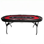 INO Design 71 inches Foldable Poker Table Portable for Casion Texas Hold'em Games with Red Felt - Grand Goldman
