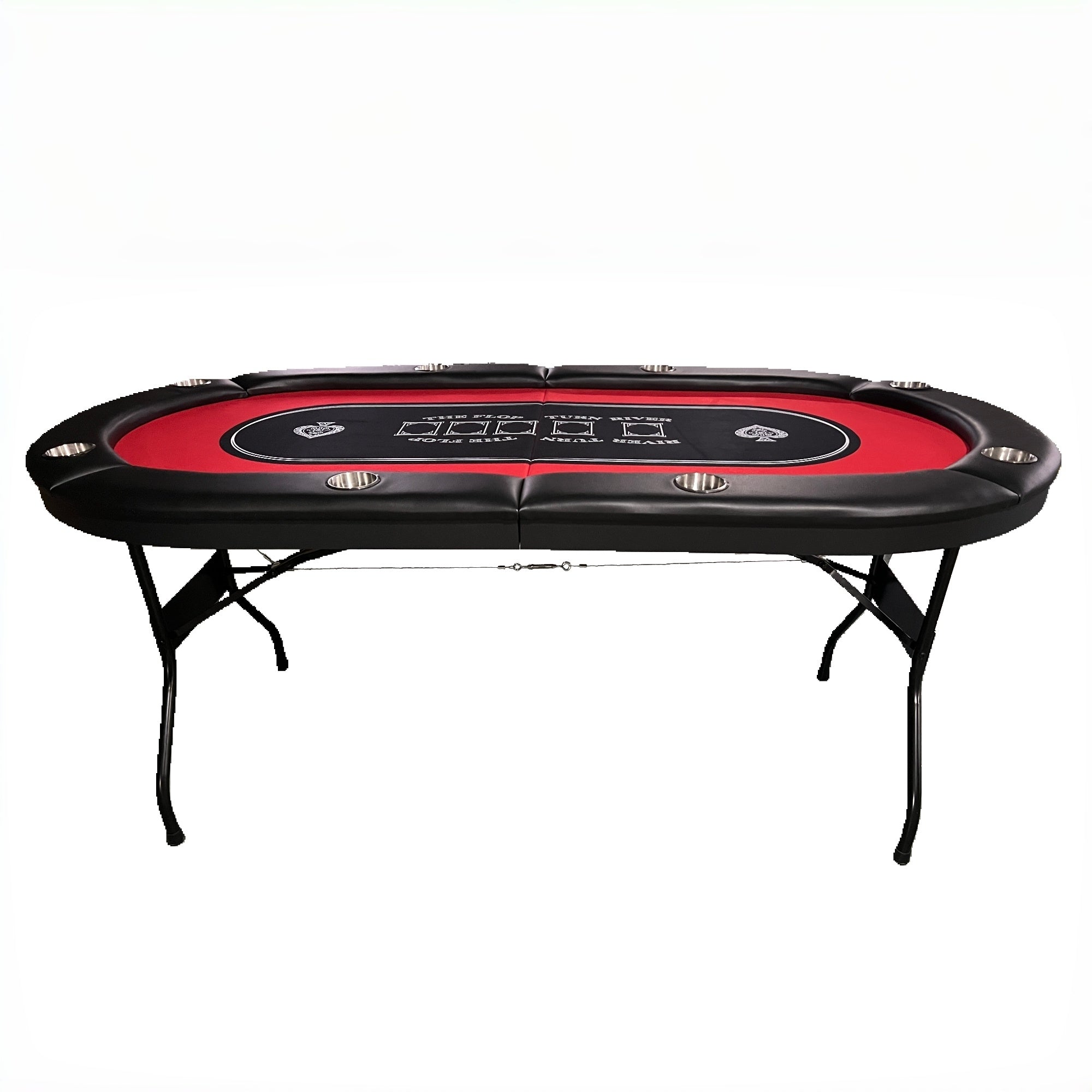INO Design 71 inches Foldable Poker Table Portable for Casion Texas Hold'em Games with Red Felt - Grand Goldman