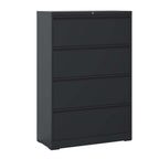 Stylish 4 Drawer Lateral File Cabinet, Heavy Duty Metal Filing Cabinet in Black, Eco-Friendly Cold-Rolled Steel, 35.4 Inch Wi
