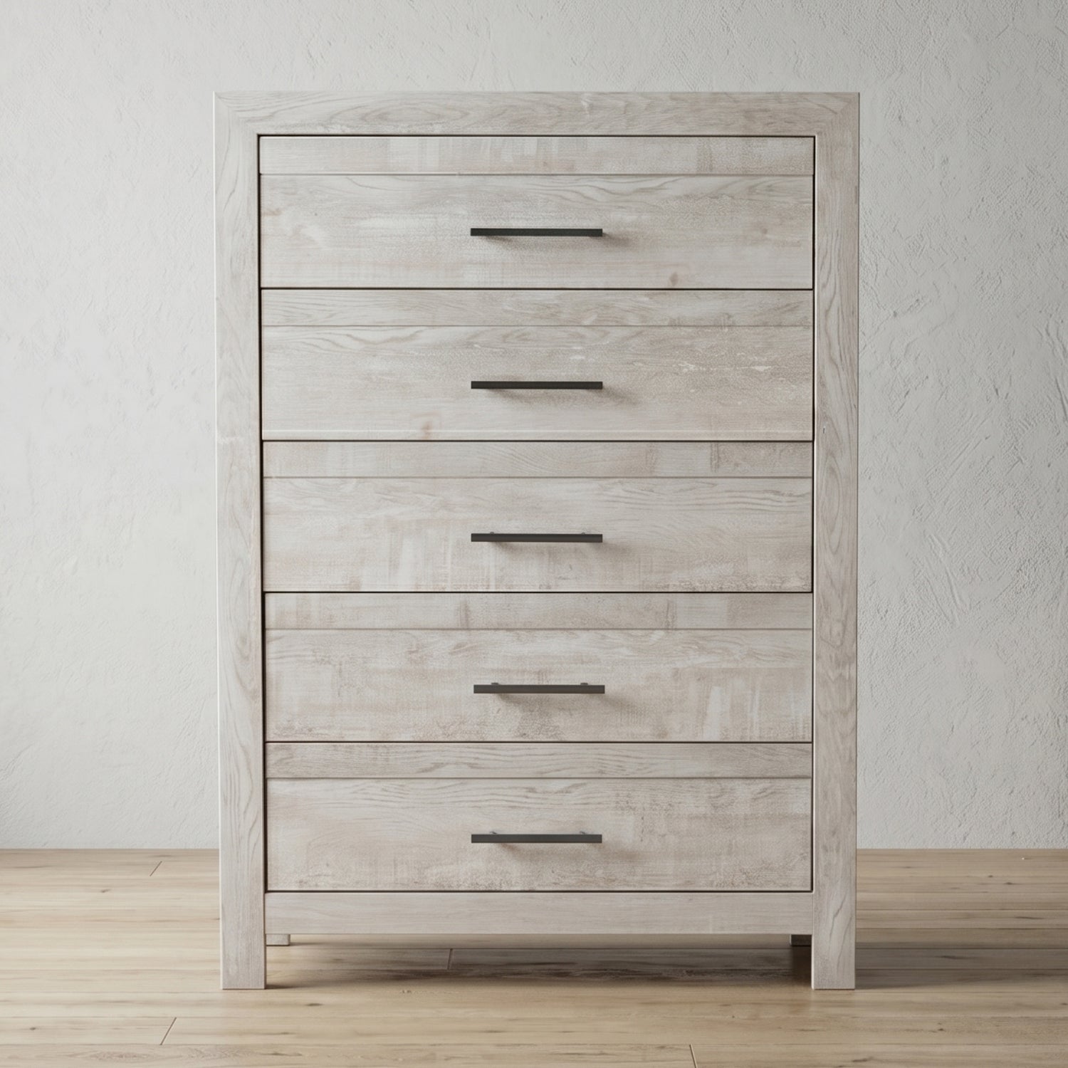 DENVER Modern Full 5PC Bedroom Set Made with Wood in Natural Finish, Full Size Bed & Storage Furniture - Grand Goldman Shop