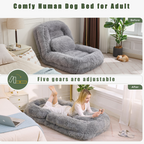 [NEW ARRIVED] [VIDEO PROVIDED] Human Dog Bed,Lazy Sofa,5-Position Adjustable Convertible,Floor Gaming Chair,bedroom, living room,Suitable for gaming, meditation,relaxation,Plush Fabric,Light Gray - Grand Goldman Shop