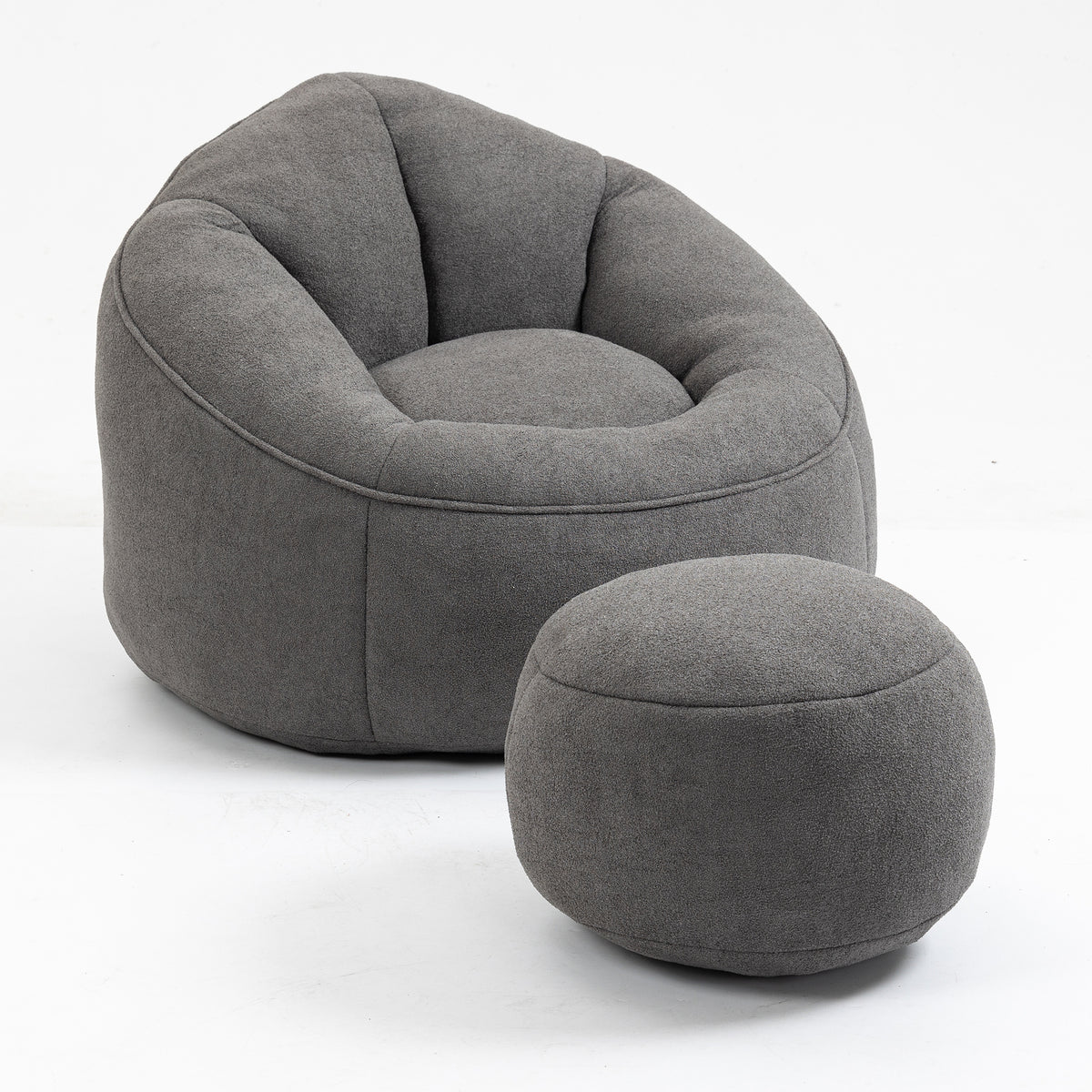 Bedding Bean Bag Sofa Chair with High-Pressure Foam and Footrest, Grey Microfiber - Grand Goldman Shop