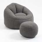 Bedding Bean Bag Sofa Chair with High-Pressure Foam and Footrest, Grey Microfiber - Grand Goldman Shop