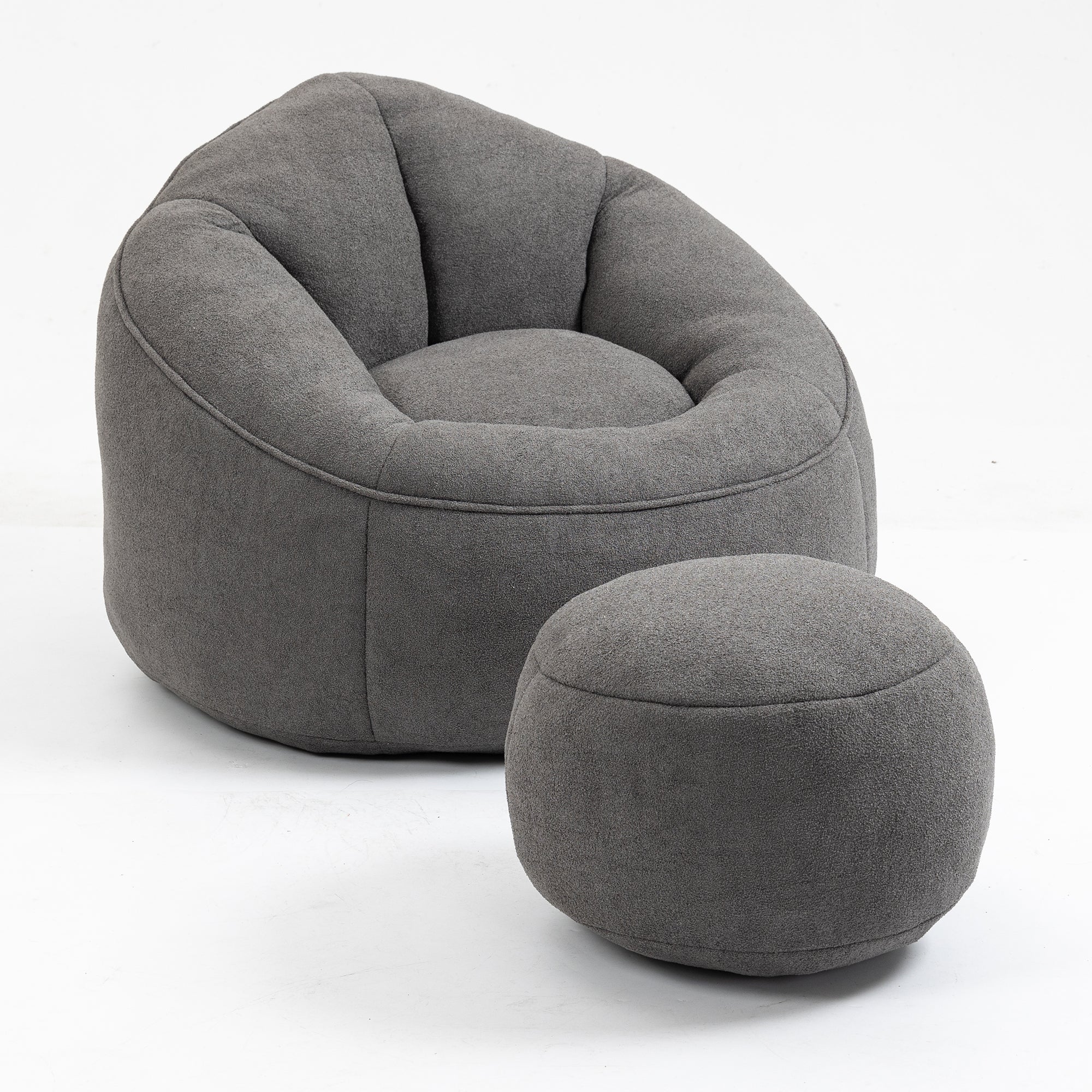 Bedding Bean Bag Sofa Chair with High-Pressure Foam and Footrest, Grey Microfiber - Grand Goldman Shop