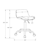 Office Chair, Adjustable Height, Swivel, Ergonomic, Computer Desk, Work, Juvenile, White Leather Look, White Metal, Contempor