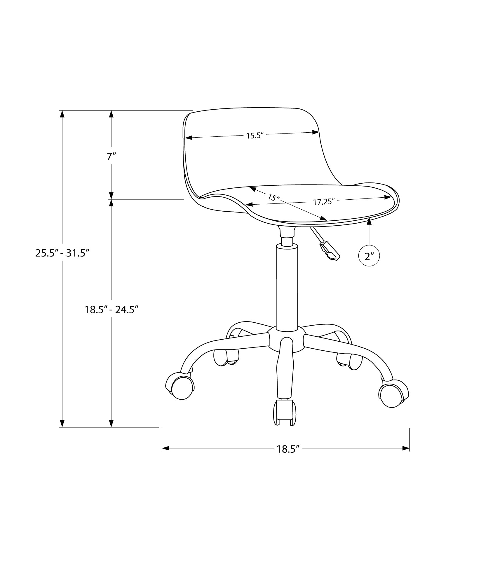 Office Chair, Adjustable Height, Swivel, Ergonomic, Computer Desk, Work, Juvenile, White Leather Look, White Metal, Contempor