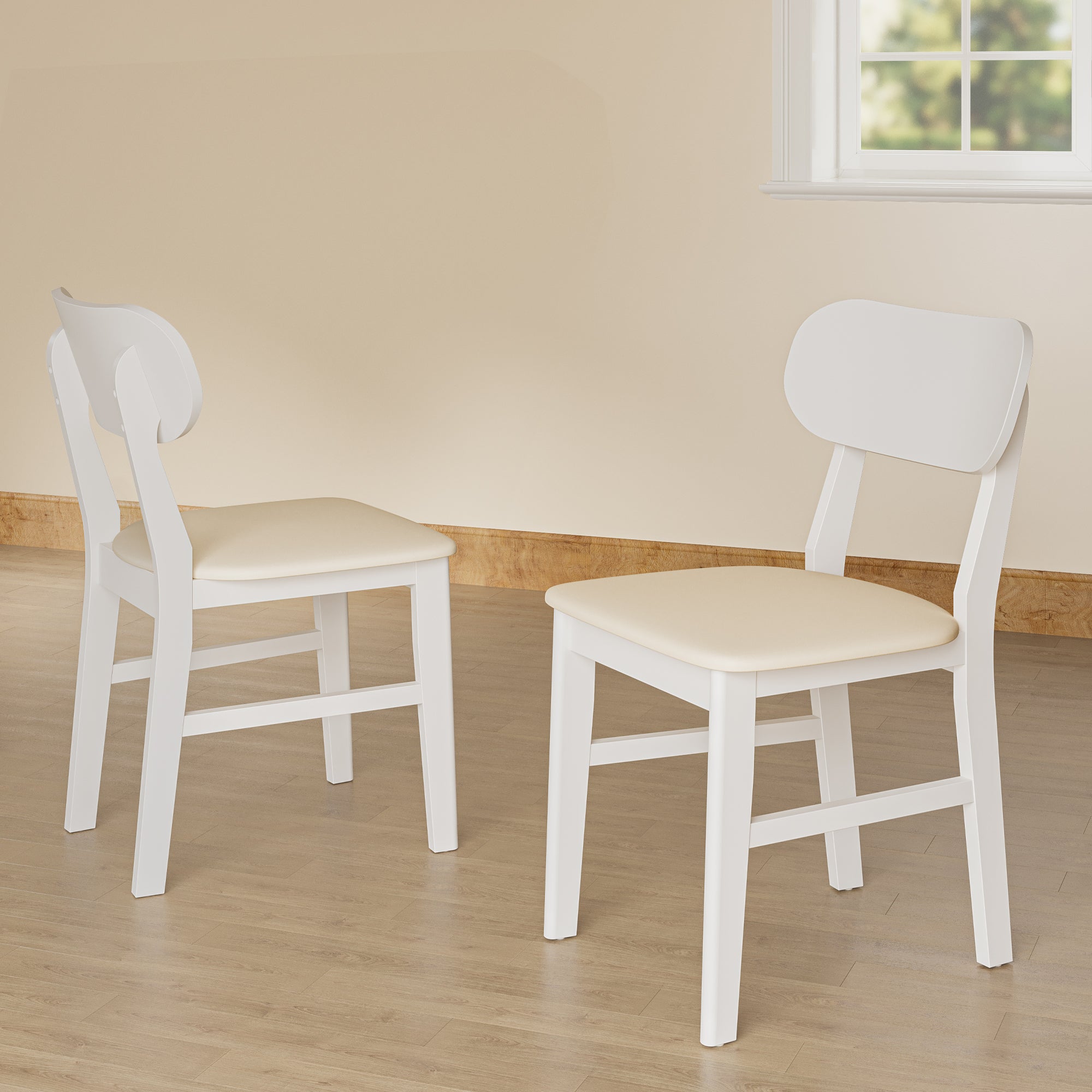 Farmhouse Dining Chairs Set of 2, Modern Faux Leather Upholstered Kitchen&Dining Room Chairs, Side Seating for Kitchen, Dinin