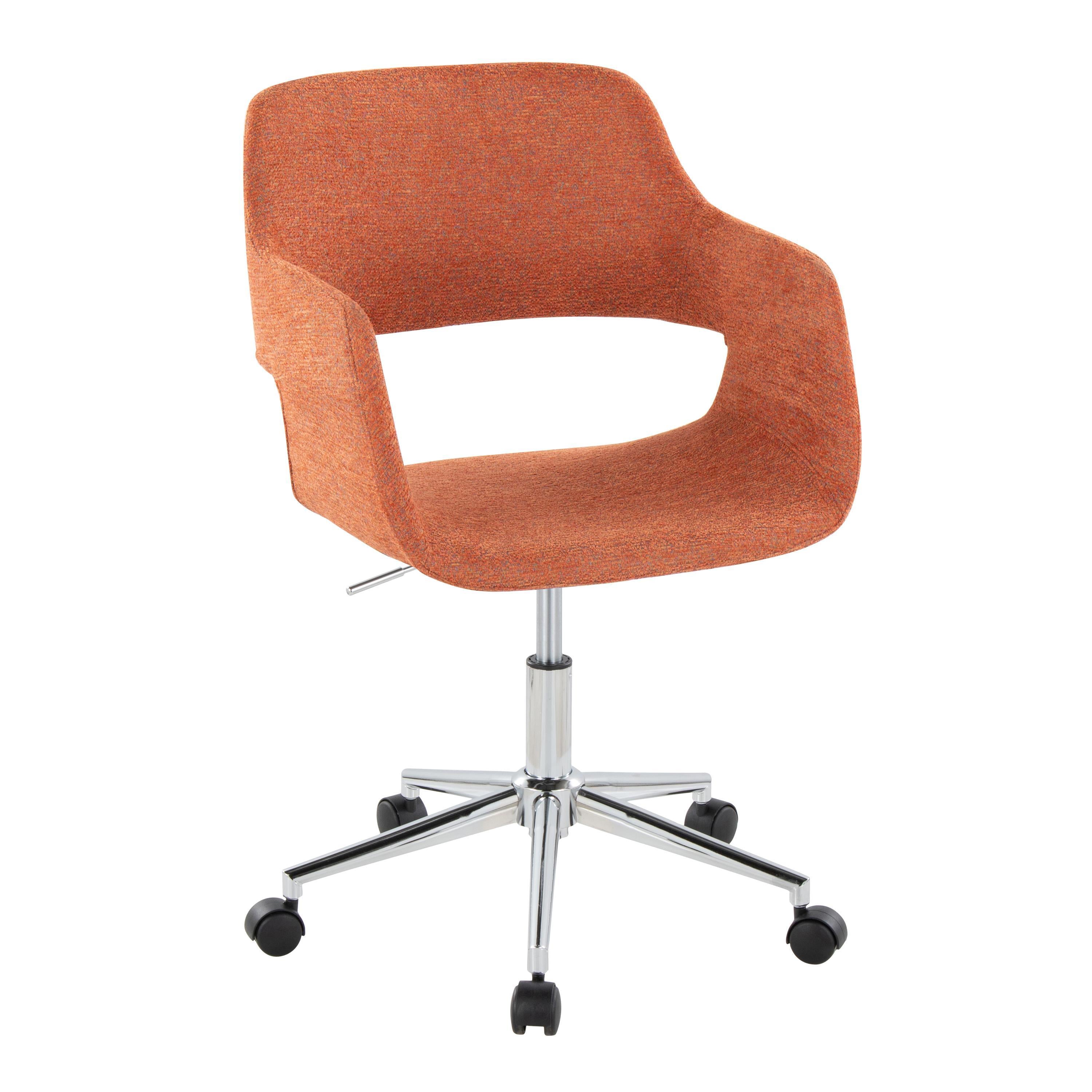 Contemporary Task Chair in Chrome Metal and Orange Fabric | Premium Home Decor - Grand Goldman