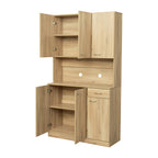70.87' Tall Wardrobe& Kitchen Cabinet, with 6-Doors, 1-Open Shelves and 1-Drawer for bedroom,Rustic Oak - Grand Goldman Shop