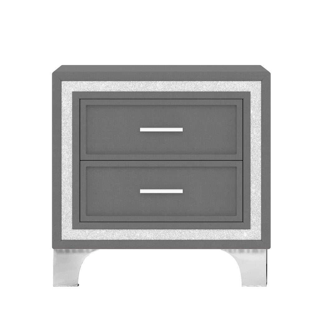 3-Pieces Bedroom Sets,Queen Size Upholstered Platform Bed with LED Lights and Two Nightstands-Gray - Grand Goldman Shop