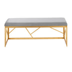 Folia Glam Metal Bench in Gold Steel and Grey Velvet by - Grand Goldman Shop