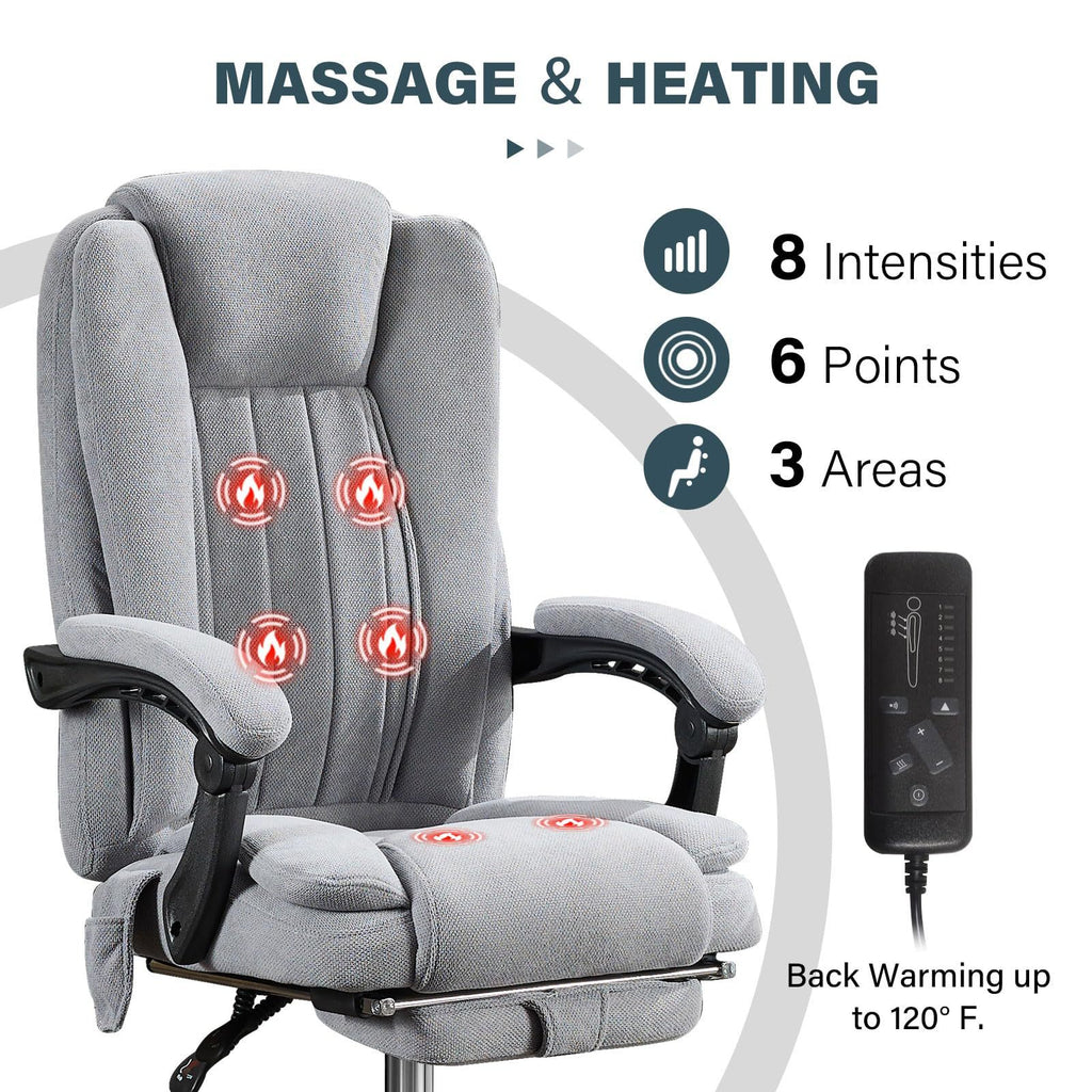 Massage Office Chair with Heat and 6 Vibration Points,Executive Office Chair with Foot Rest and Padded Armrests,Reclining Bac