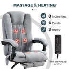 Massage Office Chair with Heat and 6 Vibration Points,Executive Office Chair with Foot Rest and Padded Armrests,Reclining Bac