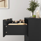 Black 9 Drawer Dresser, 63' Large Deep Chest of Drawers, Wooden Dresser Storage Cabinet with 9 Drawers for Bedroom, Long Dressers for Living Room, Hallway, Drawer panel with wavy patterns - Grand Goldman Shop