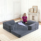 Floor Couch,Compressed Sofa,Convertible Floor Sofa Bed with Convertible Blanket Pillow,Enhanced frame stability,Comfy Couch Lounge Sleeper Bed,for Living Room Bedroom - Grand Goldman Shop