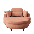 A 51-inch orange corduroy sofa with two throw pillows, a waist pillow and an extra tray is comfortable for a small apartment bedroom - Grand Goldman Shop