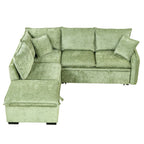 Convertible Sofa Bed Sectional Sofa Sleeper with Storage Ottoman, Green Chenille, 82.67 inches - Grand Goldman Shop