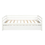 White Twin Daybed with Trundle Frame Set, Pine Wood and MDF, 76''L x 41.7''W x 25.9''H - Grand Goldman Shop