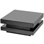 ON-TREND High Gloss Minimalist Design with LED Lights, 2-Tier Square Coffee Table, Center Table for Living Room, 31.5''x31.5''x14.2'',Black - Grand Goldman Shop