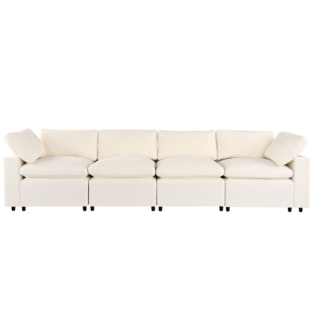 U-style Upholstered Modular Sofa with  with Storage Space, USB Charge Ports,Wireless Charging and Built-in Bluetooth Speaker in Arm,Sectional sofa for Living Room Apartment.[old sku:WY000317AAA] - Grand Goldman Shop