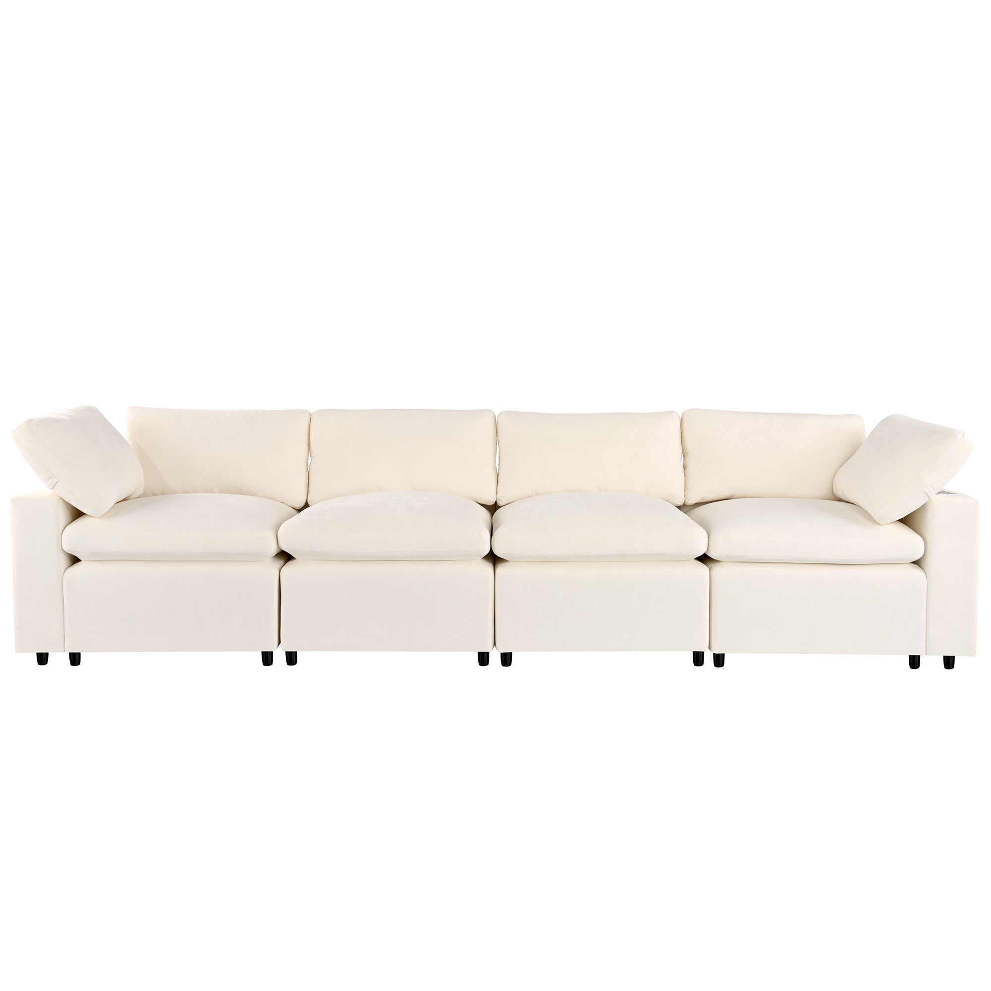 U-style Upholstered Modular Sofa with  with Storage Space, USB Charge Ports,Wireless Charging and Built-in Bluetooth Speaker in Arm,Sectional sofa for Living Room Apartment.[old sku:WY000317AAA] - Grand Goldman Shop