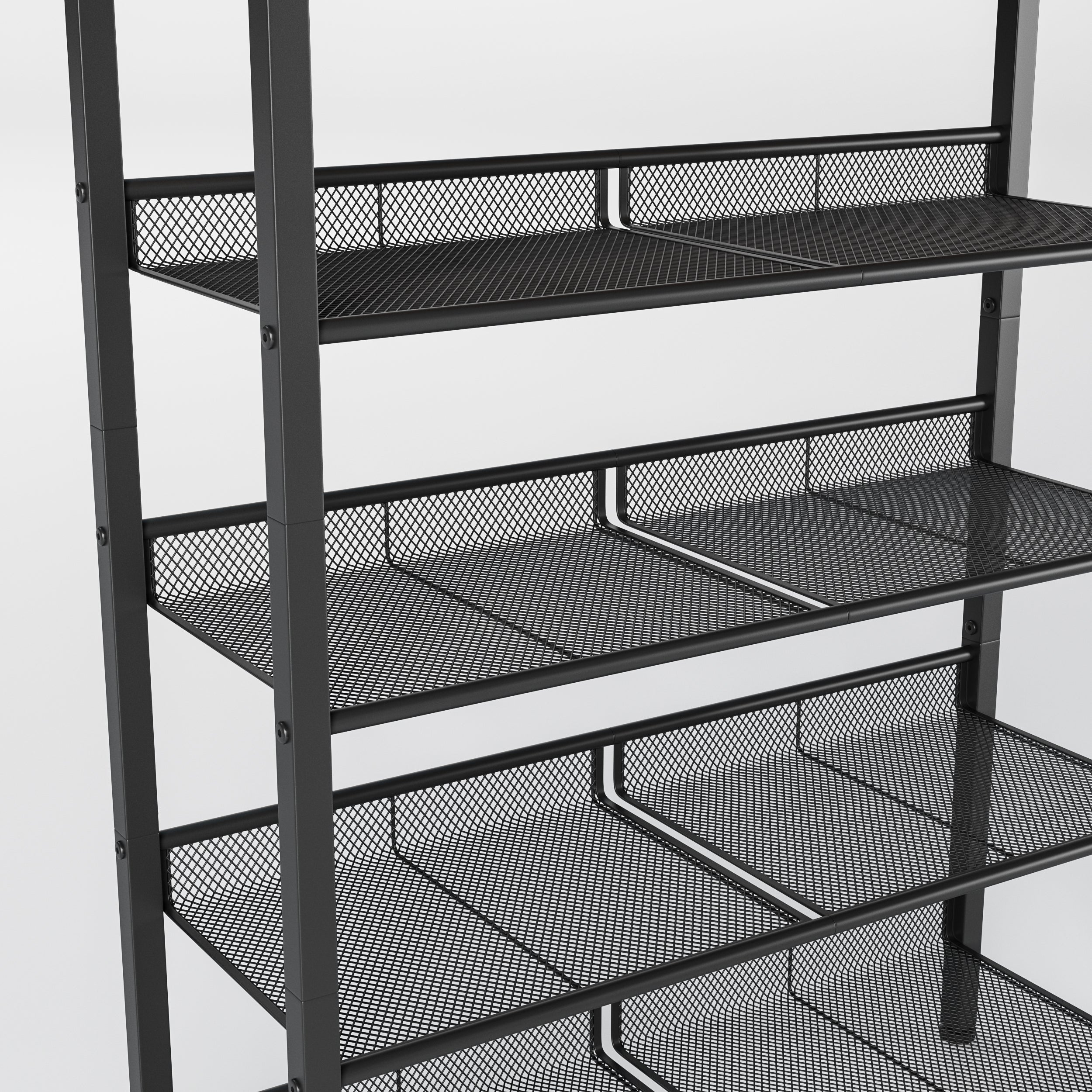 Industrial shoe rack, adjustable country style 5-layer shoe rack storage rack, with 4 mesh shelves, suitable for entrance, living room, bedroom and porch - Grand Goldman Shop