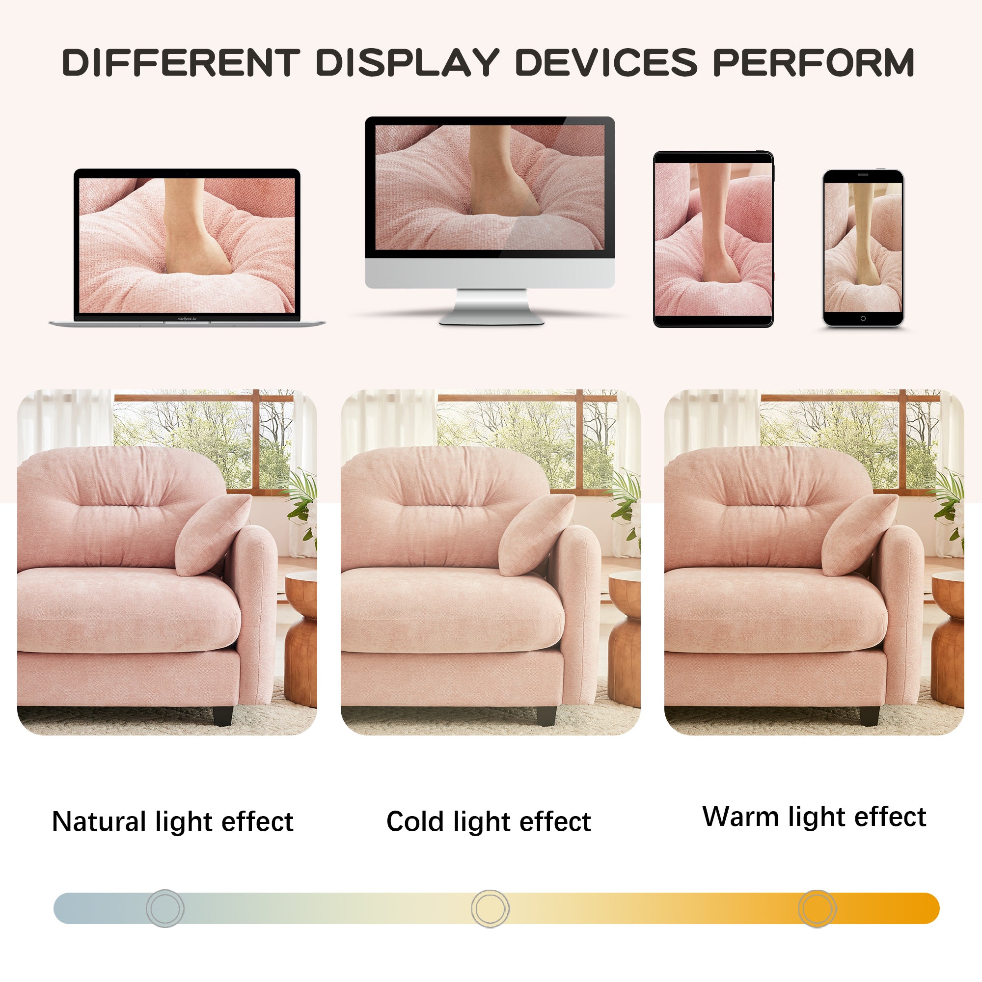 Cloud Sectional L-Shaped Couch With Ottoman,Soft Chenille Fabric,Quilted Pleated Design High-Density Foam,Fits Bedrooms Living Rooms Reading Nooks,Pink - Grand Goldman Shop