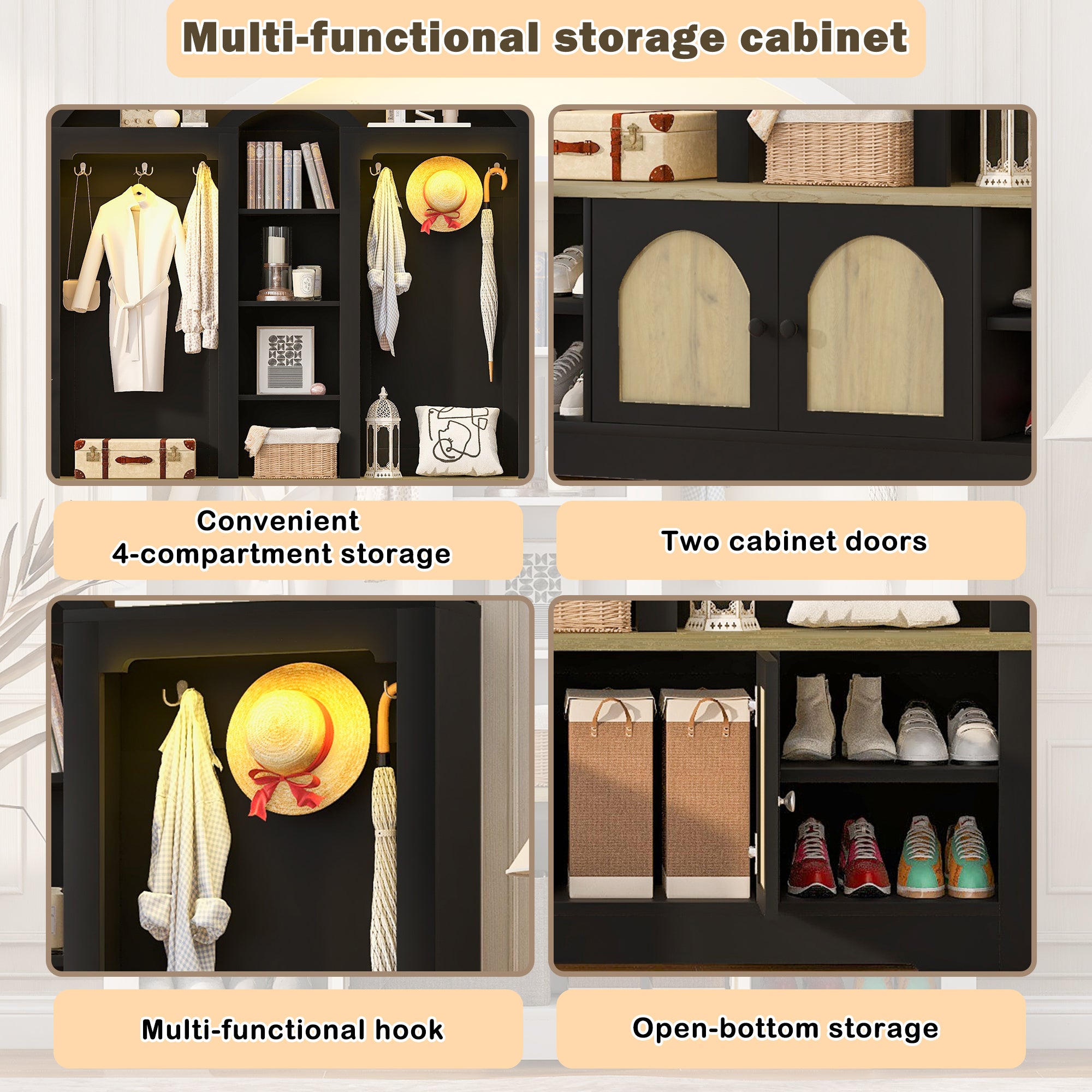 Multi-functional wardrobe/entrance wardrobe, equipped with shoe racks, clothes hangers and hooks. Wardrobe - A wardrobe is made of sturdy medium-density fiberboard with modern design and practical sto - Grand Goldman Shop
