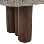 Indoor Khaki Boucle Dining Bench with Walnut Color Legs, 51.57'L Upholstered Seating for Kitchen, Dining Room and Living Space,250lbs Capacity - Grand Goldman Shop